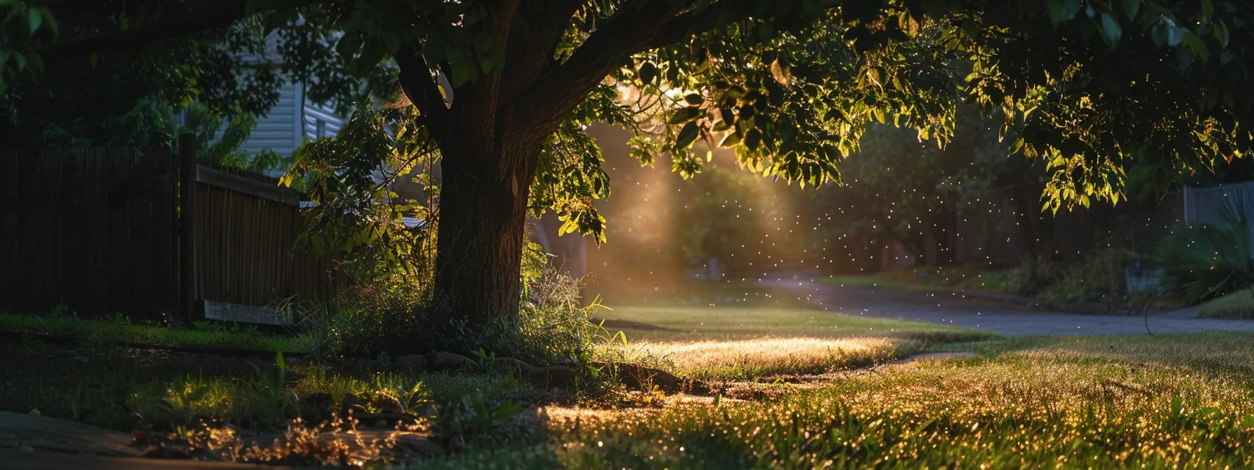 A tree with sunlight shining through.